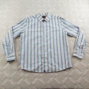 UNTUCKit Blue and White Striped Casual Button Down Shirt